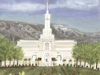 Patti's art depicting a temple of the Church of Jesus Christ of Latter Day Saints.